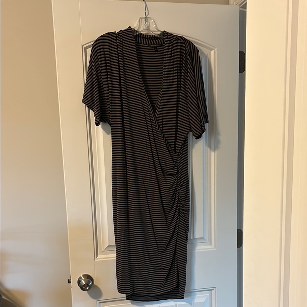 Banana Republic Black and White Striped Midi Dress